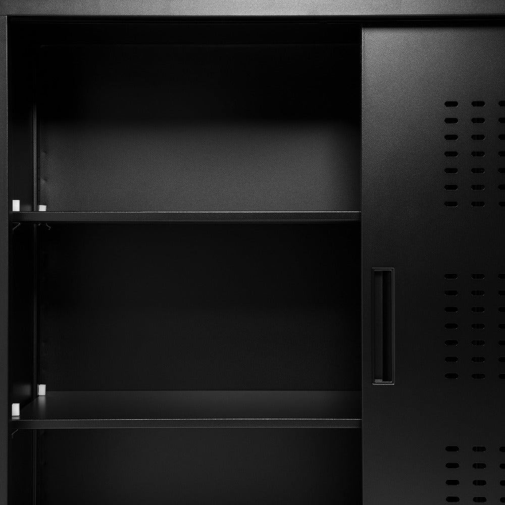 metal storage with shelves