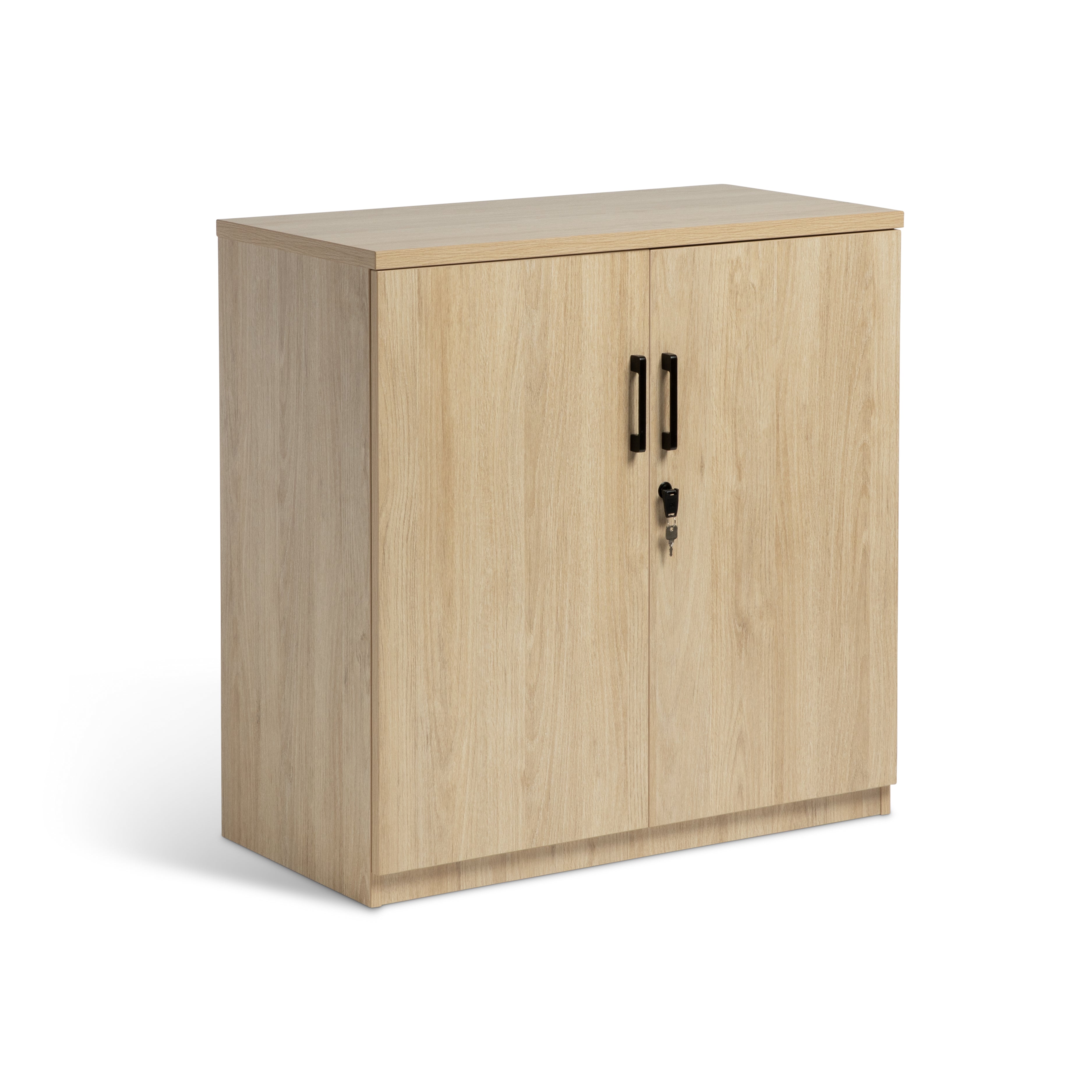 storage cupboard 900 oak with black handles