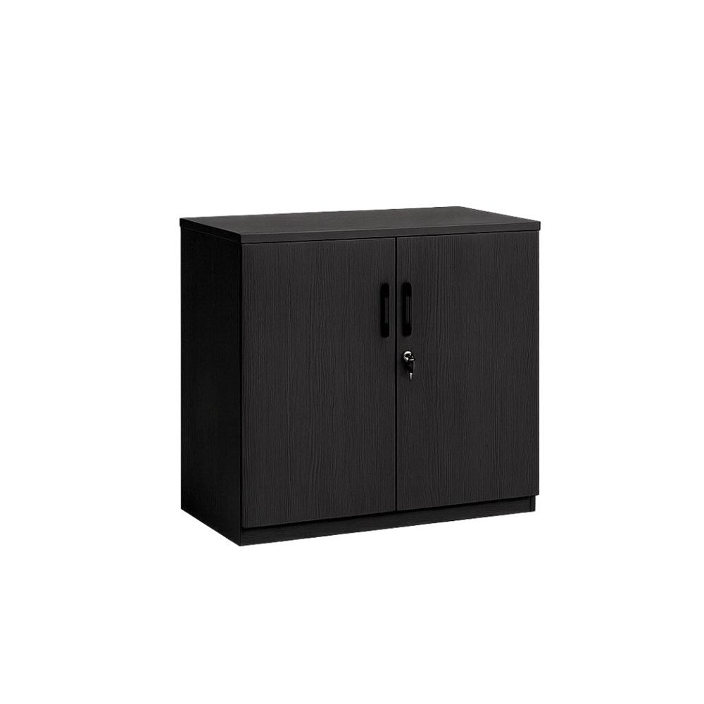 black two door cupboard with lock