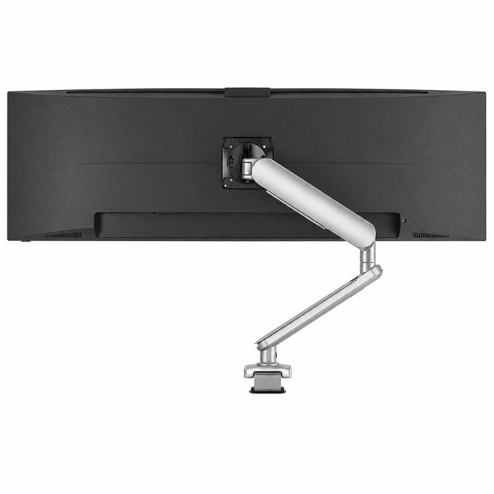 Black monitor with a white arm on a white background