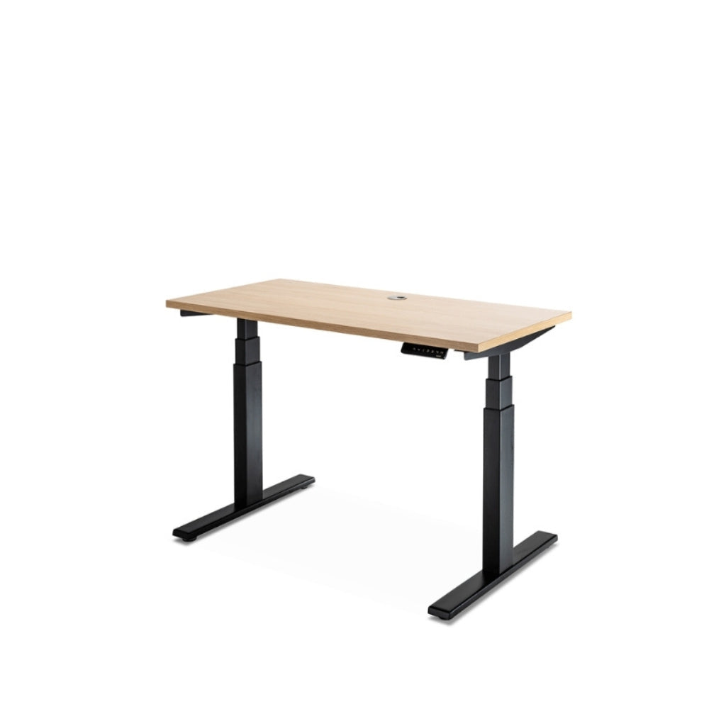 Wooden desk with black adjustable legs 