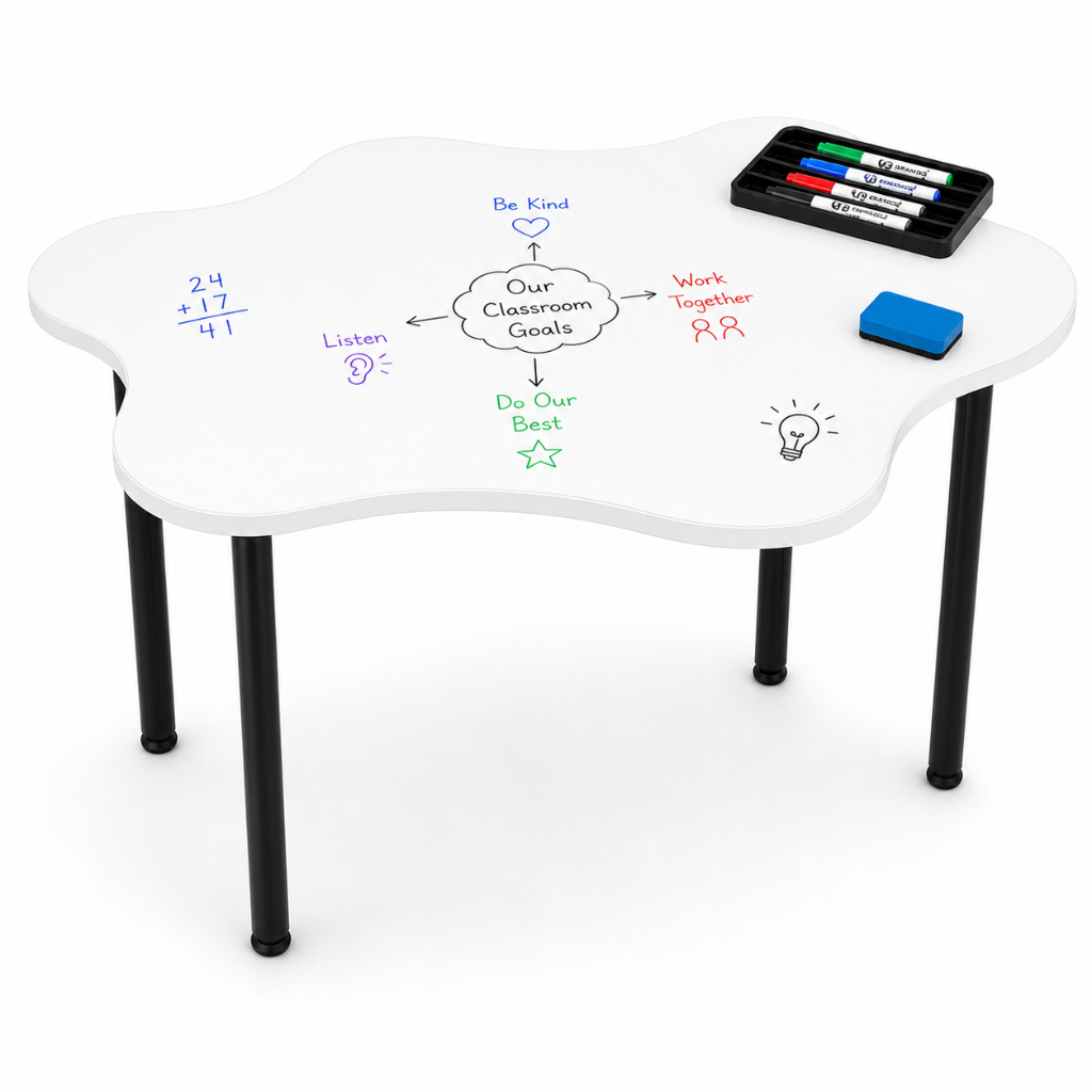 Whiteboard children's table with black legs