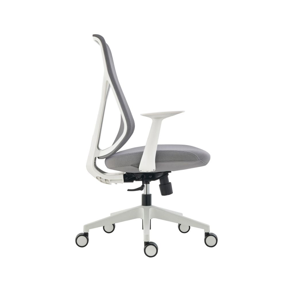 Grey office chair with white frame