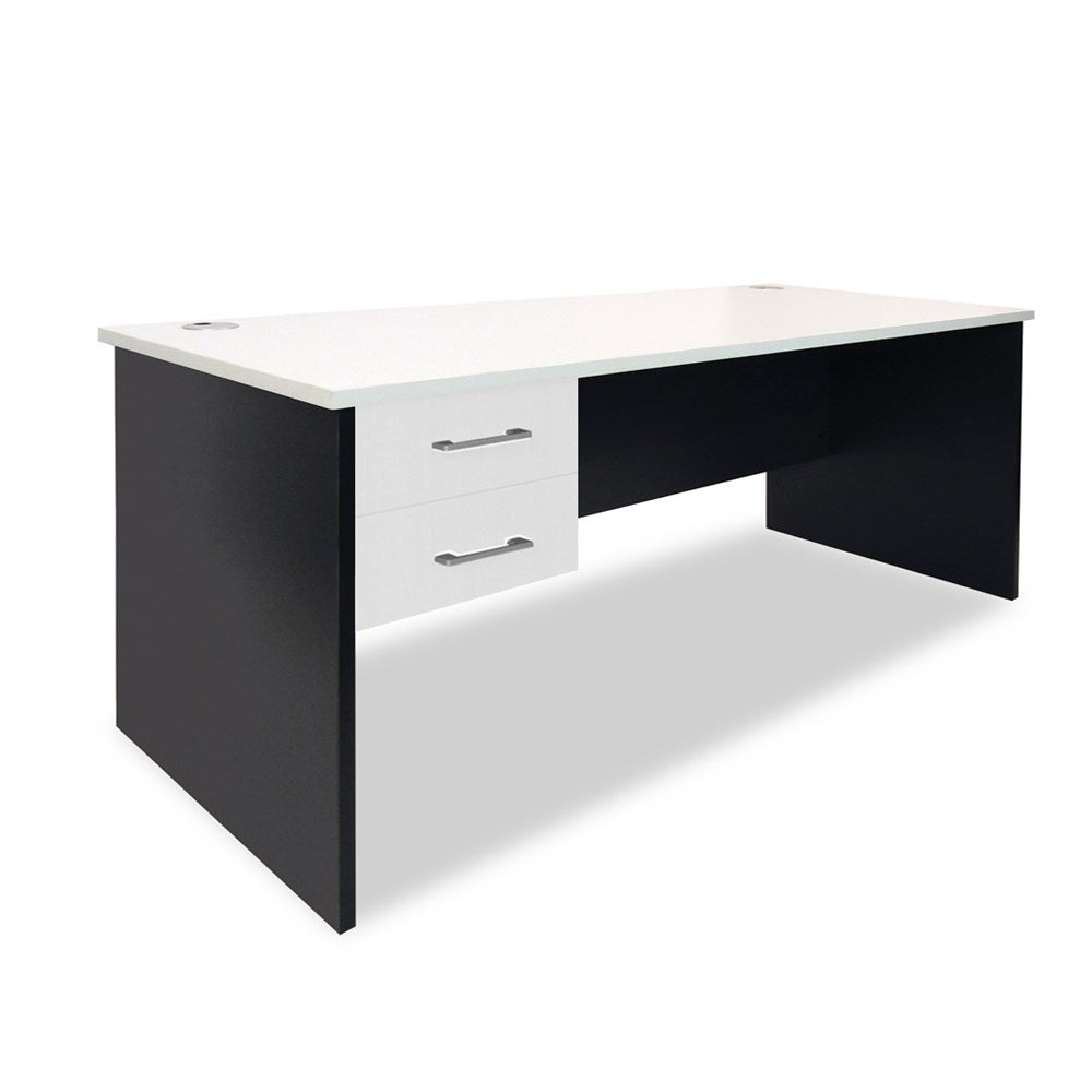 white charcoal desk and drawers
